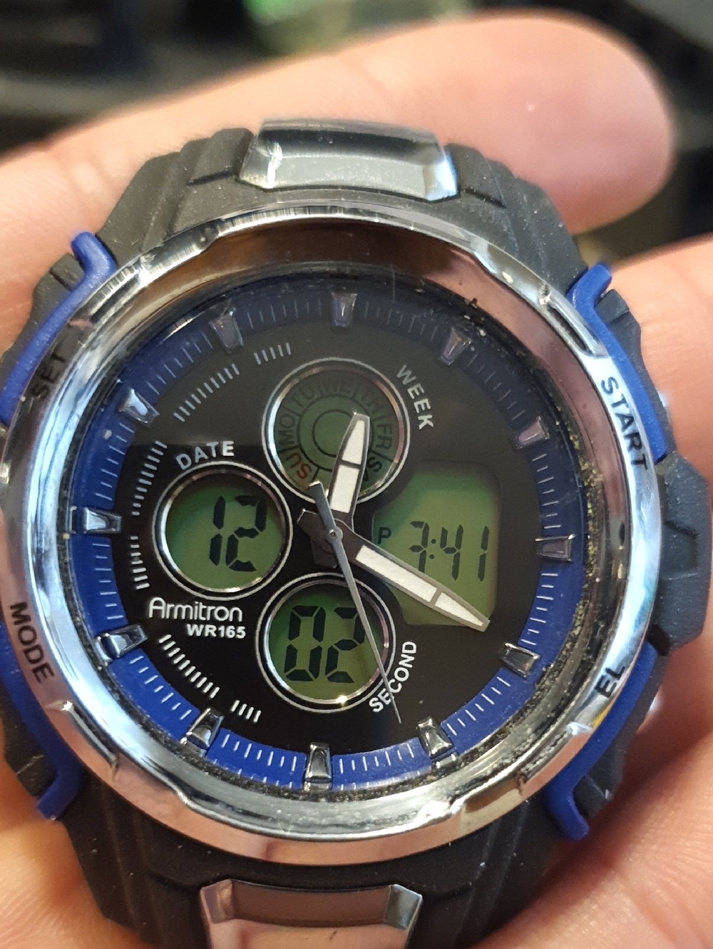 10/$20 Armitron WR165 Analog-Digital Alarm Chrono Men's Watch Head